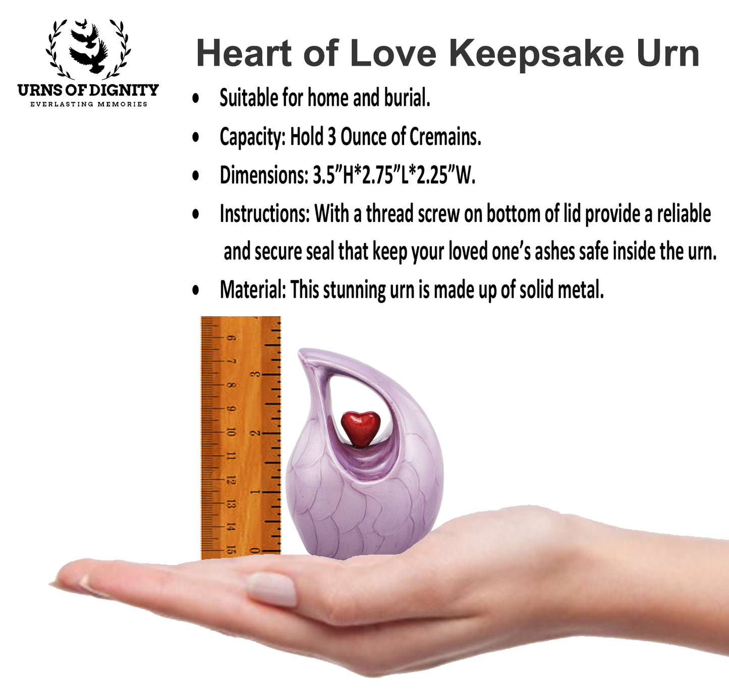 Urns of dignity keepsake Cremation Urn for Human Ashes – Keepsake Urn for Funeral, Columbarium or Home, Cremation Urns for Human Ashes. (Purple KS4)