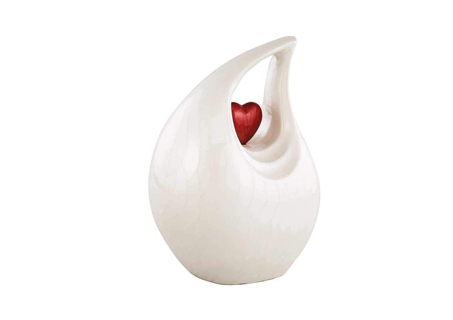 Urns of Dignity Cremation Urn Heart of Love Urn for Human Ashes – Cremation Urn for Funeral, Cremation Urns, Human Adult Urn 220cubic inch- with Velvet Bag.(White Red Heart Large)