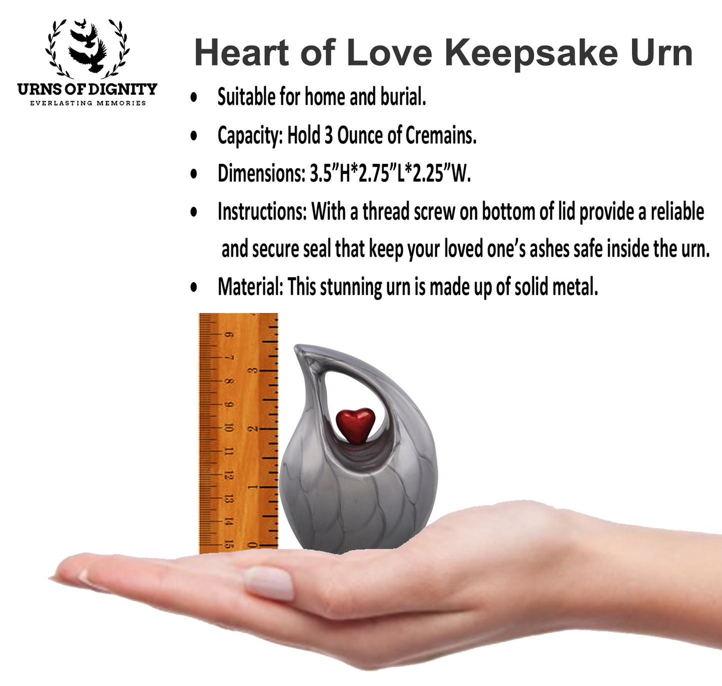 Urns of dignity keepsake Cremation Urn for Human Ashes – Keepsake Urn for Funeral, Columbarium or Home, Cremation Urns for Human Ashes. (Grey KS4)