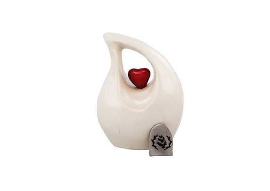 Urns of dignity keepsake Cremation Urn for Human Ashes – Keepsake Urn for Funeral, Columbarium or Home, Cremation Urns for Human Ashes. (White Red KS1)