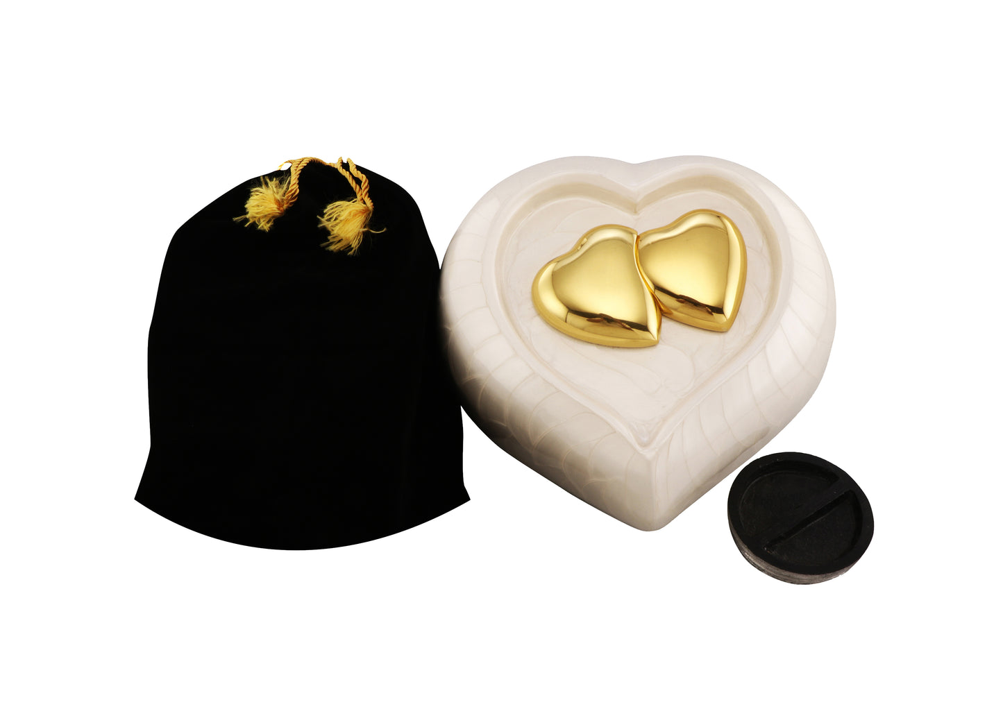 Urns of dignity- Heart of Heaven Urns for Human Ashes URN for Human Ashes, Home, Cremation Urns for Human Ashes Adult 200 Cubic Inches with Velvet Bag(White with gold heart)