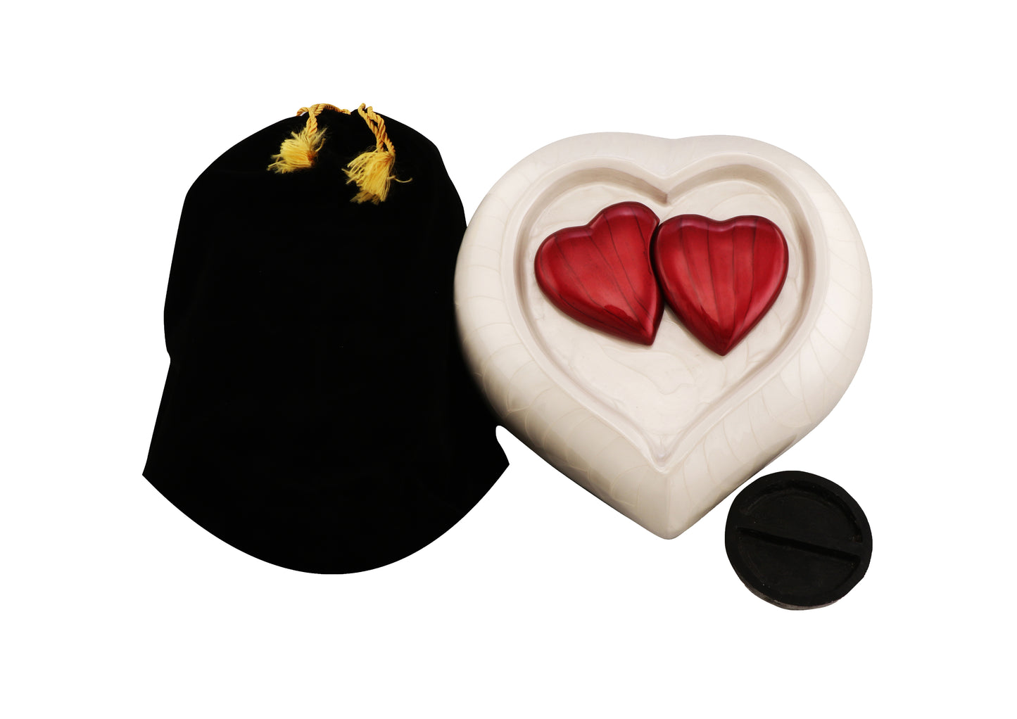 Urns of dignity- Heart of Heaven Urns for Human Ashes URN for Human Ashes, Home, Cremation Urns for Human Ashes Adult 200 Cubic Inches with Velvet Bag(White with red heart)