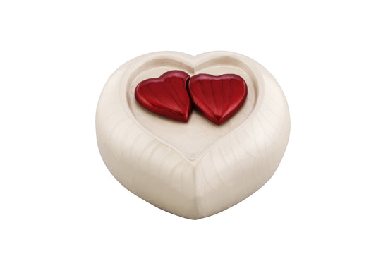 Urns of dignity- Heart of Heaven Urns for Human Ashes URN for Human Ashes, Home, Cremation Urns for Human Ashes Adult 200 Cubic Inches with Velvet Bag(White with red heart)