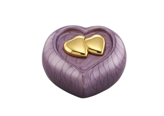 Urns of dignity- Heart of Heaven Urns for Human Ashes URN for Human Ashes, Home, Cremation Urns for Human Ashes Adult 200 Cubic Inches with Velvet Bag(Purple with gold heart)