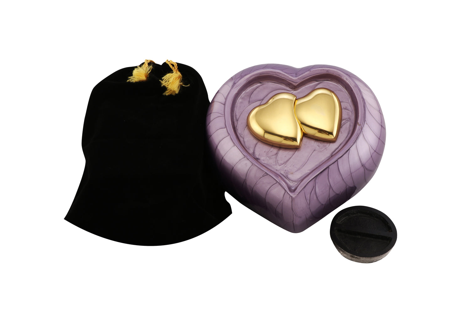 Urns of dignity- Heart of Heaven Urns for Human Ashes URN for Human Ashes, Home, Cremation Urns for Human Ashes Adult 200 Cubic Inches with Velvet Bag(Purple with gold heart)