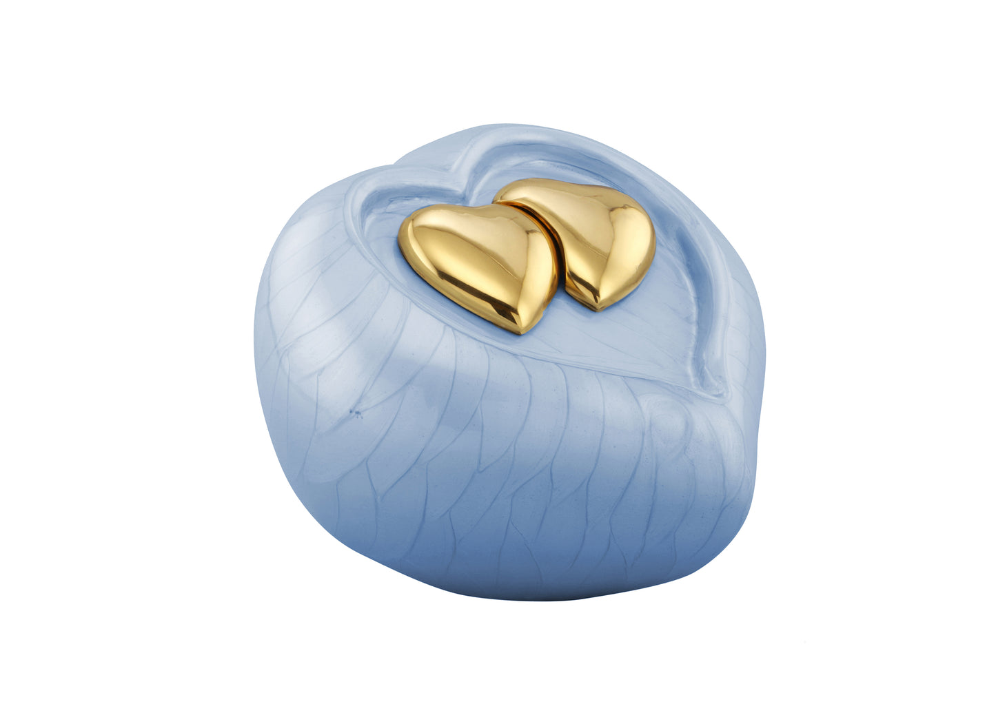 Urns of dignity- Heart of Heaven Urns for Human Ashes URN for Human Ashes, Home, Cremation Urns for Human Ashes Adult 200 Cubic Inches with Velvet Bag(Sky blue with gold heart)