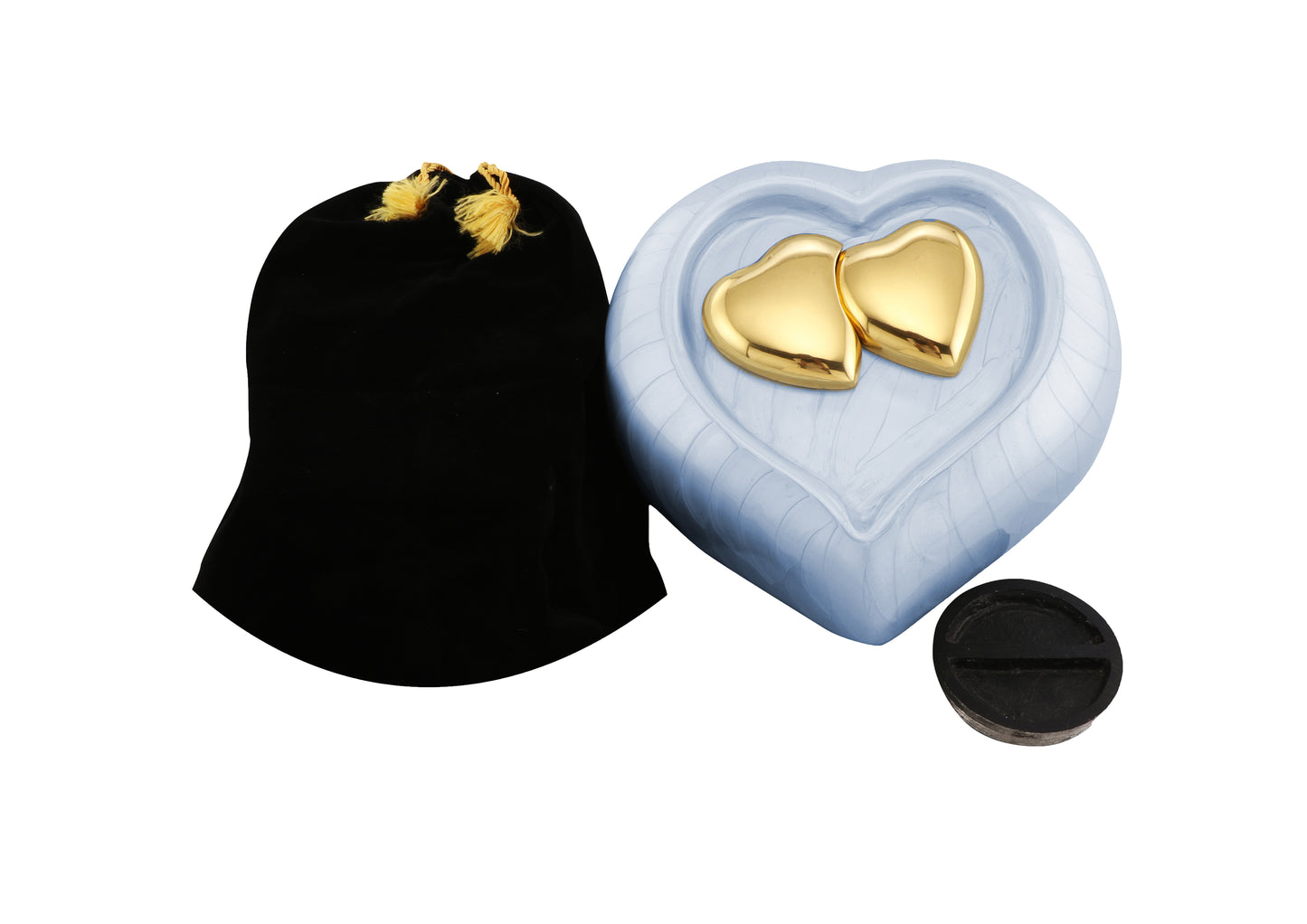 Urns of dignity- Heart of Heaven Urns for Human Ashes URN for Human Ashes, Home, Cremation Urns for Human Ashes Adult 200 Cubic Inches with Velvet Bag(Sky blue with gold heart)