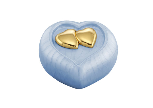 Urns of dignity- Heart of Heaven Urns for Human Ashes URN for Human Ashes, Home, Cremation Urns for Human Ashes Adult 200 Cubic Inches with Velvet Bag(Sky blue with gold heart)