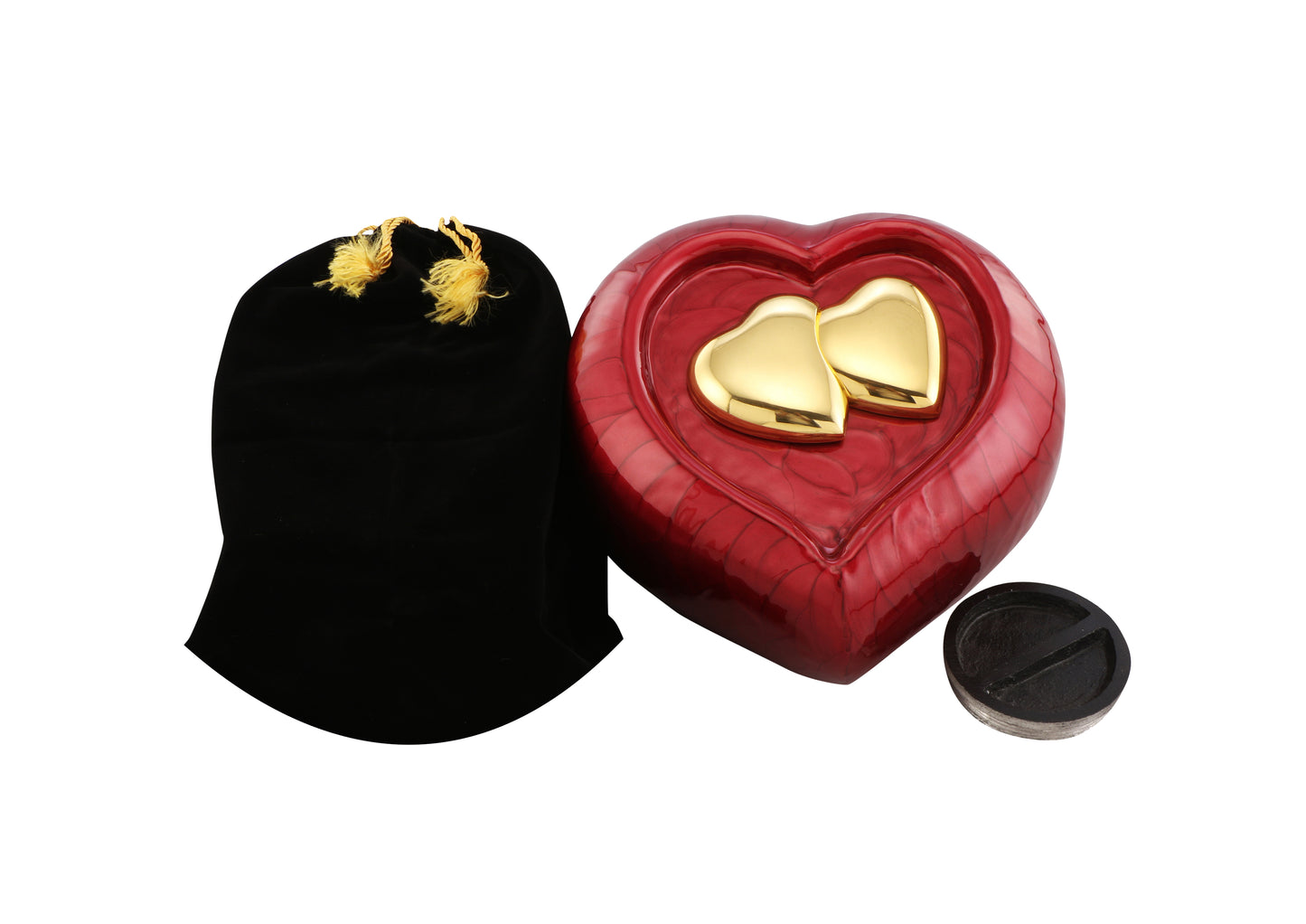 Urns of dignity- Heart of Heaven Urns for Human Ashes URN for Human Ashes, Home, Cremation Urns for Human Ashes Adult 200 Cubic Inches with Velvet Bag(Red with gold heart)