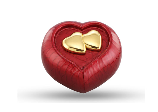 Urns of dignity- Heart of Heaven Urns for Human Ashes URN for Human Ashes, Home, Cremation Urns for Human Ashes Adult 200 Cubic Inches with Velvet Bag(Red with gold heart)