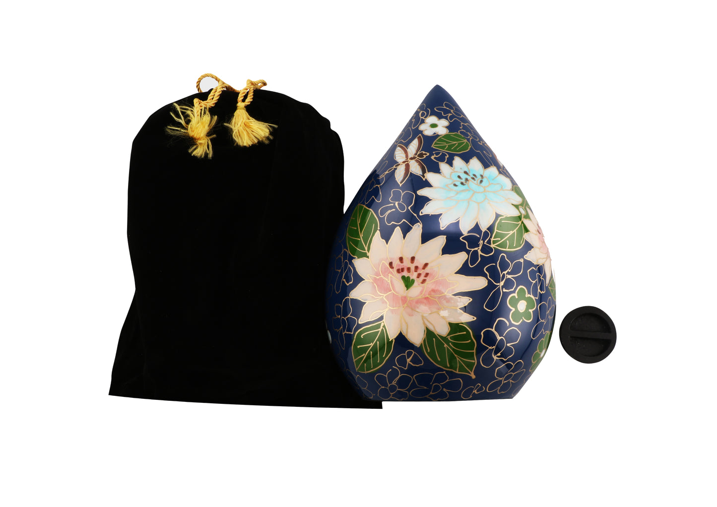 Urns of Dignity Hand Painted Teardrop Flower Cremation URNS,URN for Human Ashes, Adult URN for Funeral, Burial, Columbarium or Home, Cremation Urns for Human Ashes Adult 200 Cubic Inches:- with velvet bag