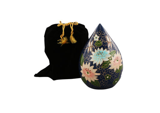 Urns of Dignity Hand Painted Teardrop Flower Cremation URNS,URN for Human Ashes, Adult URN for Funeral, Burial, Columbarium or Home, Cremation Urns for Human Ashes Adult 200 Cubic Inches:- with velvet bag