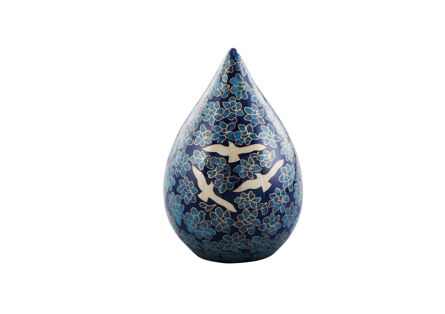 Urns of Dignity Hand Painted Teardrop Flower Cremation URNS,URN for Human Ashes, Adult URN for Funeral, Burial, Columbarium or Home, Cremation Urns for Human Ashes Adult 200 Cubic Inches:- with velvet bag