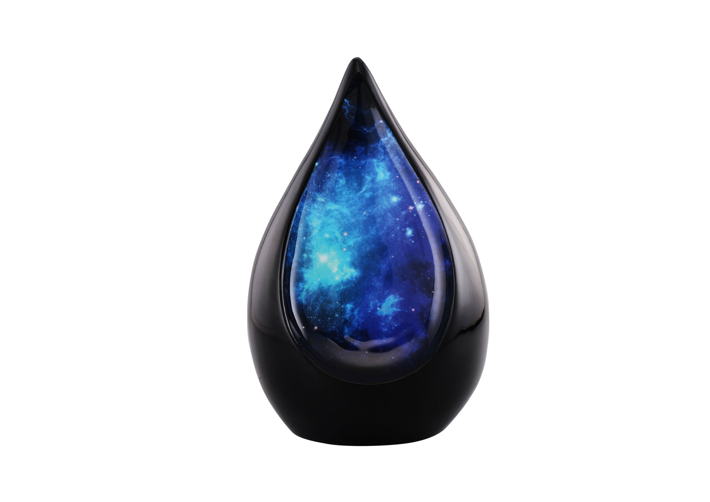 Urns of Dignity Everlasting Teardrop Cremation Urns, Urn for Human Ashes, Funeral, Adult urn 200 Cubic Inches with Velvet Bag-Black-Blue