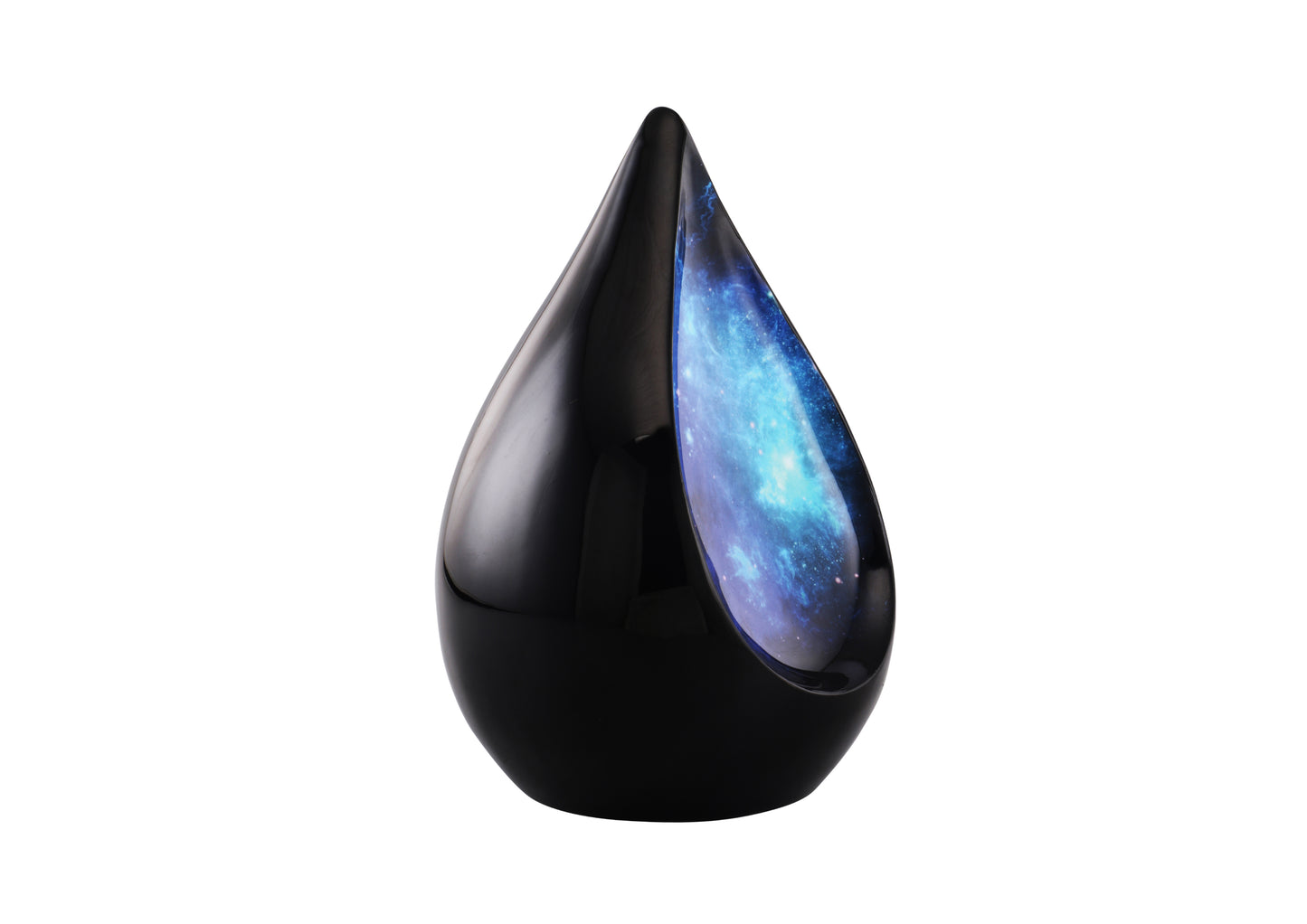 Urns of Dignity Everlasting Teardrop Cremation Urns, Urn for Human Ashes, Funeral, Adult urn 200 Cubic Inches with Velvet Bag-Black-Blue