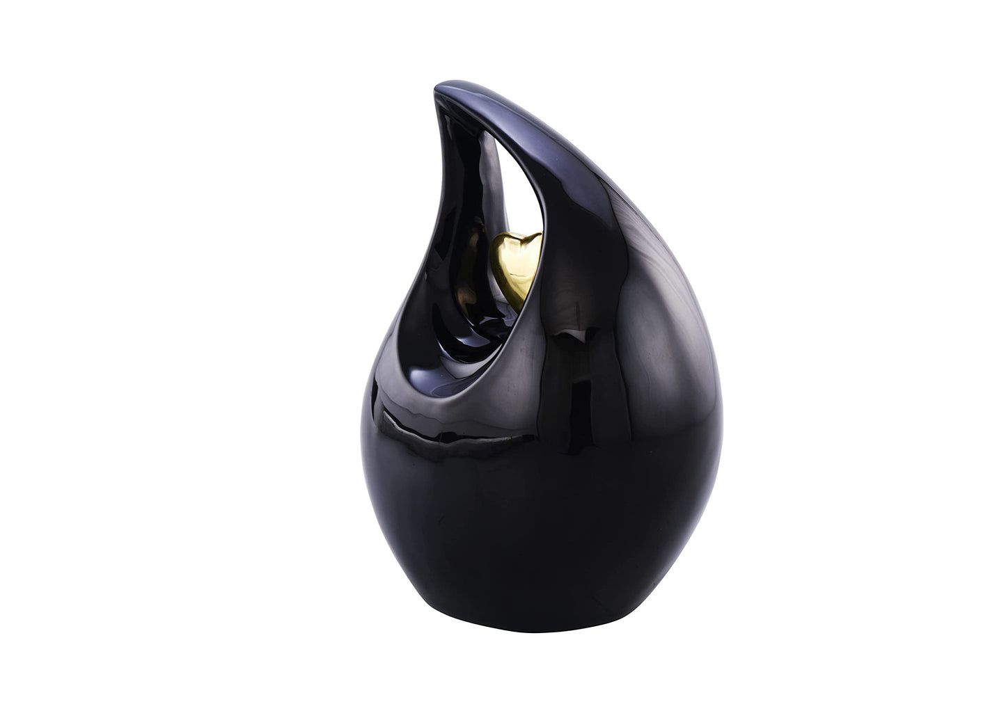 Urns of Dignity Cremation Urn Heart of Love Urn for Human Ashes – Cremation Urn for Funeral, Cremation Urns, Human Adult Urn 220cubic inch- with Velvet Bag.(Black Gold Heart Large)