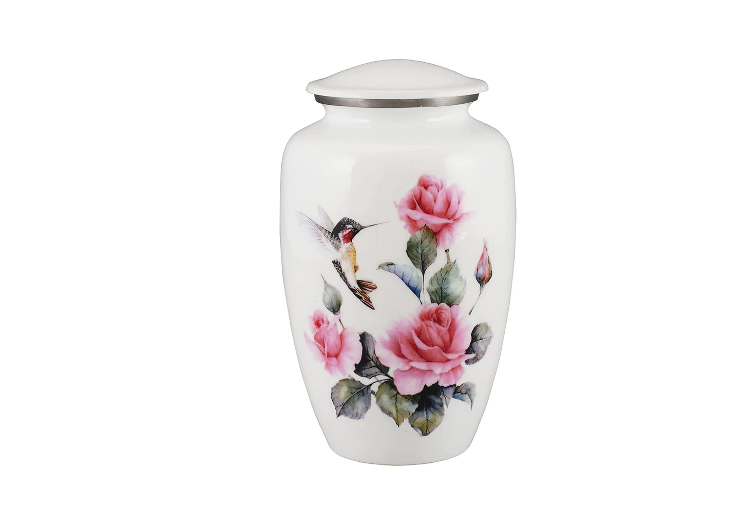 Urns of Dignity Classic Hummingbird Cremation urn for Human Ashes, Adult urn for Funeral, Burial, Home,  Adult Urn 200 Cubic Inches:- with Velvet Bag