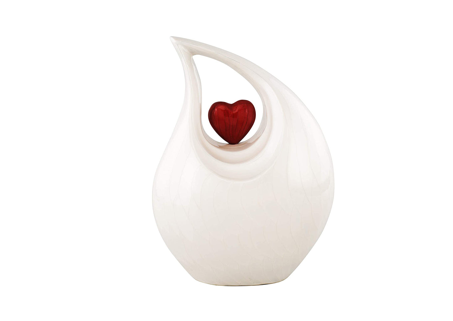 Urns of Dignity Cremation Urn Heart of Love Urn for Human Ashes – Cremation Urn for Funeral, Cremation Urns, Human Adult Urn 220cubic inch- with Velvet Bag.(White Red Heart Large)