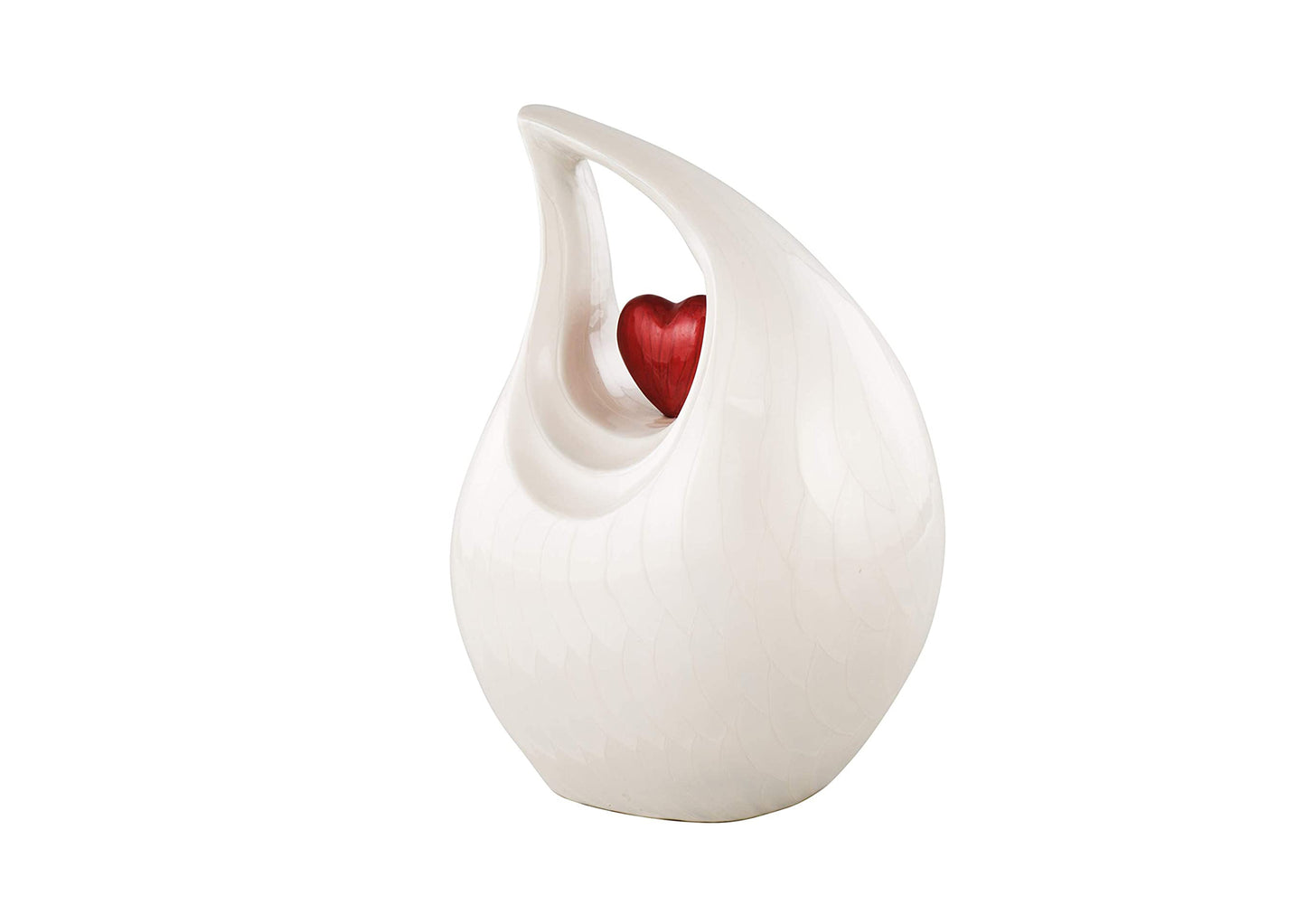 Urns of Dignity Cremation Urn Heart of Love Urn for Human Ashes – Cremation Urn for Funeral, Cremation Urns, Human Adult Urn 220cubic inch- with Velvet Bag.(White Red Heart Large)