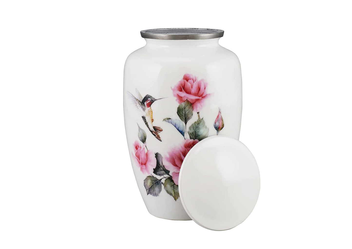 Urns of Dignity Classic Hummingbird Cremation urn for Human Ashes, Adult urn for Funeral, Burial, Home,  Adult Urn 200 Cubic Inches:- with Velvet Bag