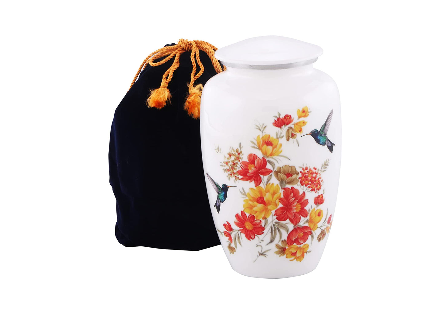 Urns of Dignity Classic Hummingbird Cremation urn for Human Ashes, Adult urn for Funeral, Burial, Home,  Adult Urn 200 Cubic Inches:- with Velvet Bag(Multicolor)