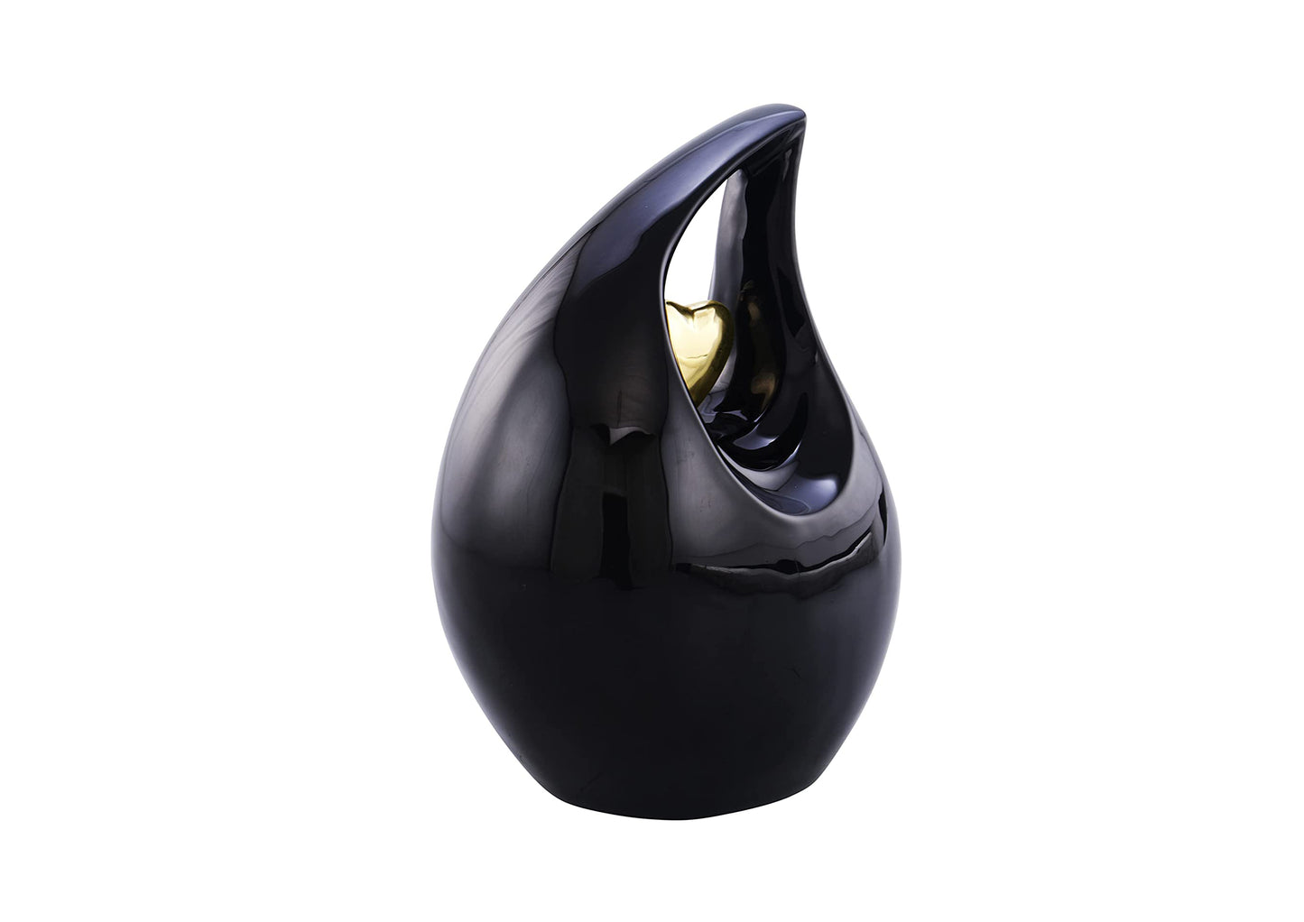 Urns of Dignity Cremation Urn Heart of Love Urn for Human Ashes – Cremation Urn for Funeral, Cremation Urns, Human Adult Urn 220cubic inch- with Velvet Bag.(Black Gold Heart Large)