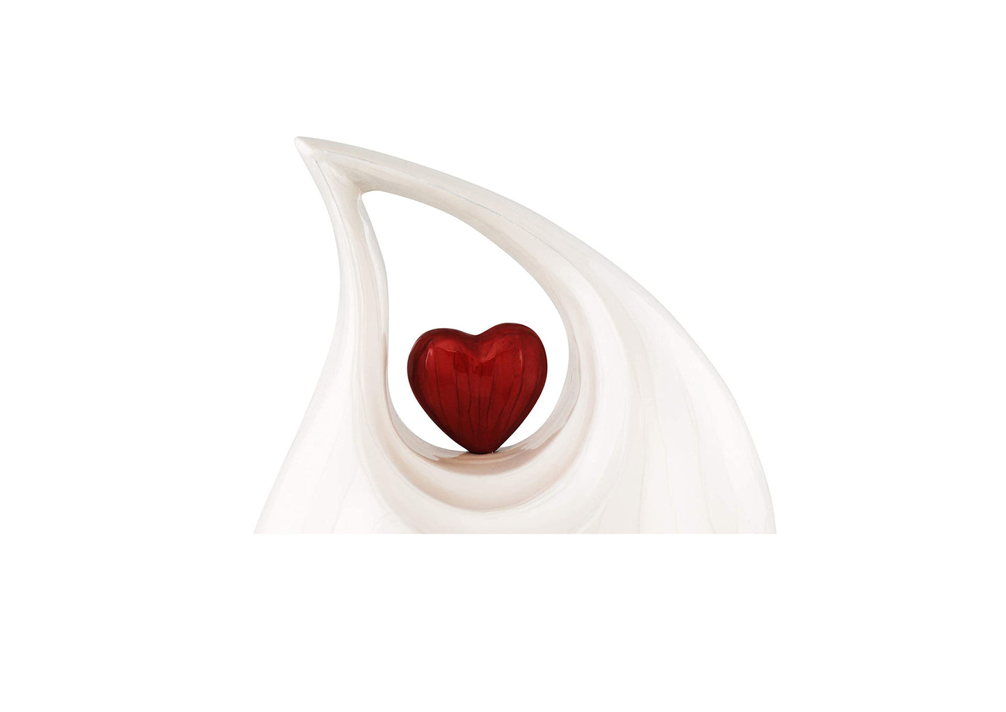 Urns of Dignity Cremation Urn Heart of Love Urn for Human Ashes – Cremation Urn for Funeral, Cremation Urns, Human Adult Urn 220cubic inch- with Velvet Bag.(White Red Heart Large)