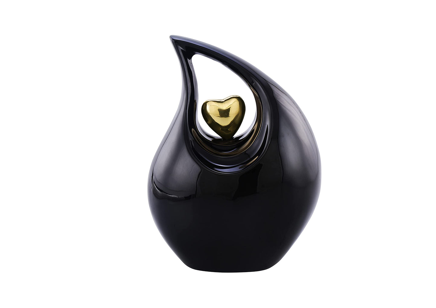 Urns of Dignity Cremation Urn Heart of Love Urn for Human Ashes – Cremation Urn for Funeral, Cremation Urns, Human Adult Urn 220cubic inch- with Velvet Bag.(Black Gold Heart Large)