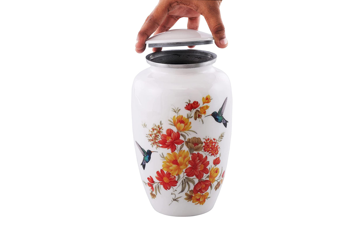 Urns of Dignity Classic Hummingbird Cremation urn for Human Ashes, Adult urn for Funeral, Burial, Home,  Adult Urn 200 Cubic Inches:- with Velvet Bag(Multicolor)