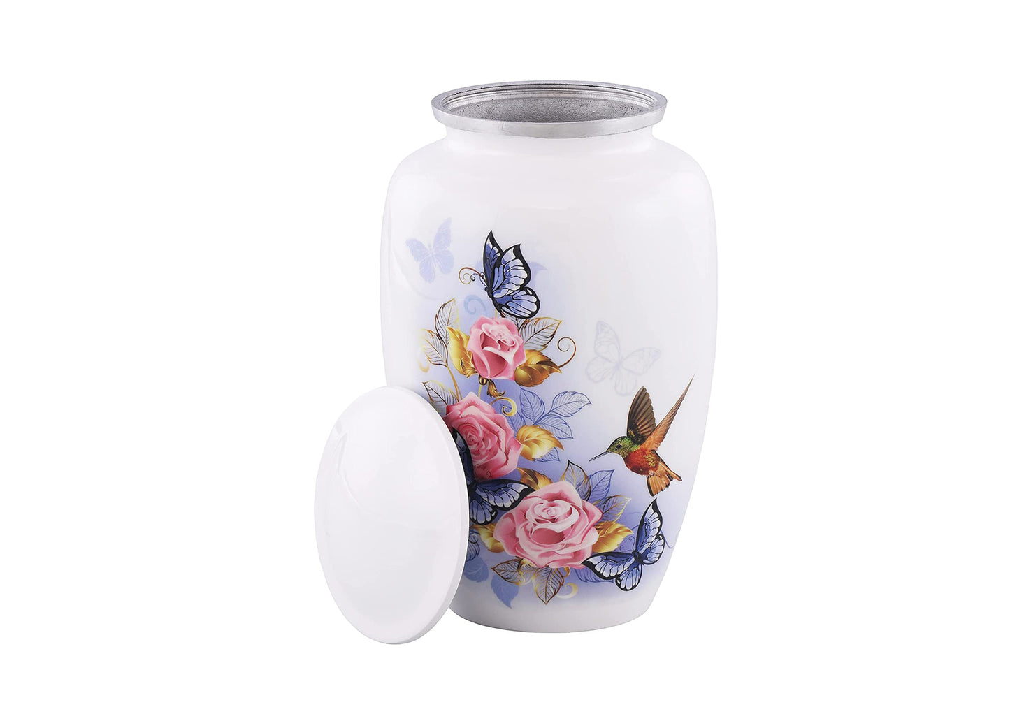 Urns of Dignity Classic Hummingbird Cremation urn for Human Ashes, Adult urn for Funeral, Burial, Home,  Adult Urn 200 Cubic Inches:- with Velvet Bag