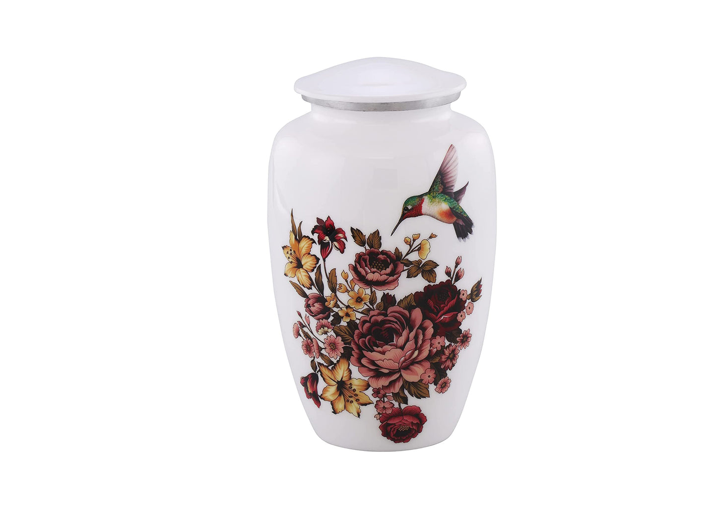 Urns of Dignity Classic Hummingbird Cremation urn for Human Ashes, Adult urn for Funeral, Burial, Home,  Adult Urn 200 Cubic Inches:- with Velvet Bag