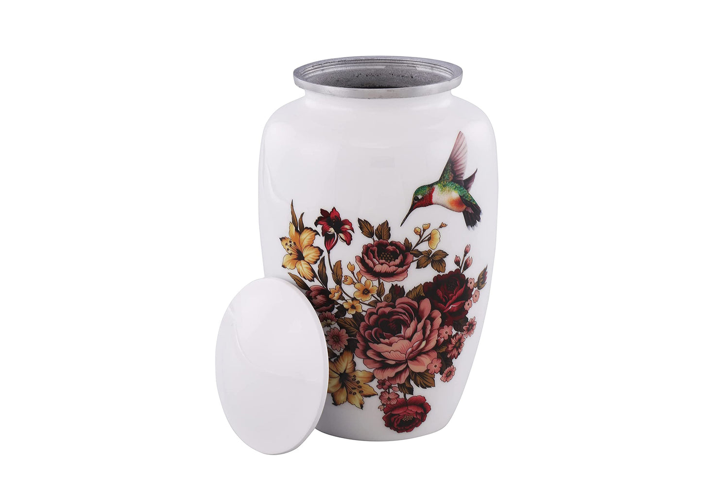 Urns of Dignity Classic Hummingbird Cremation urn for Human Ashes, Adult urn for Funeral, Burial, Home,  Adult Urn 200 Cubic Inches:- with Velvet Bag