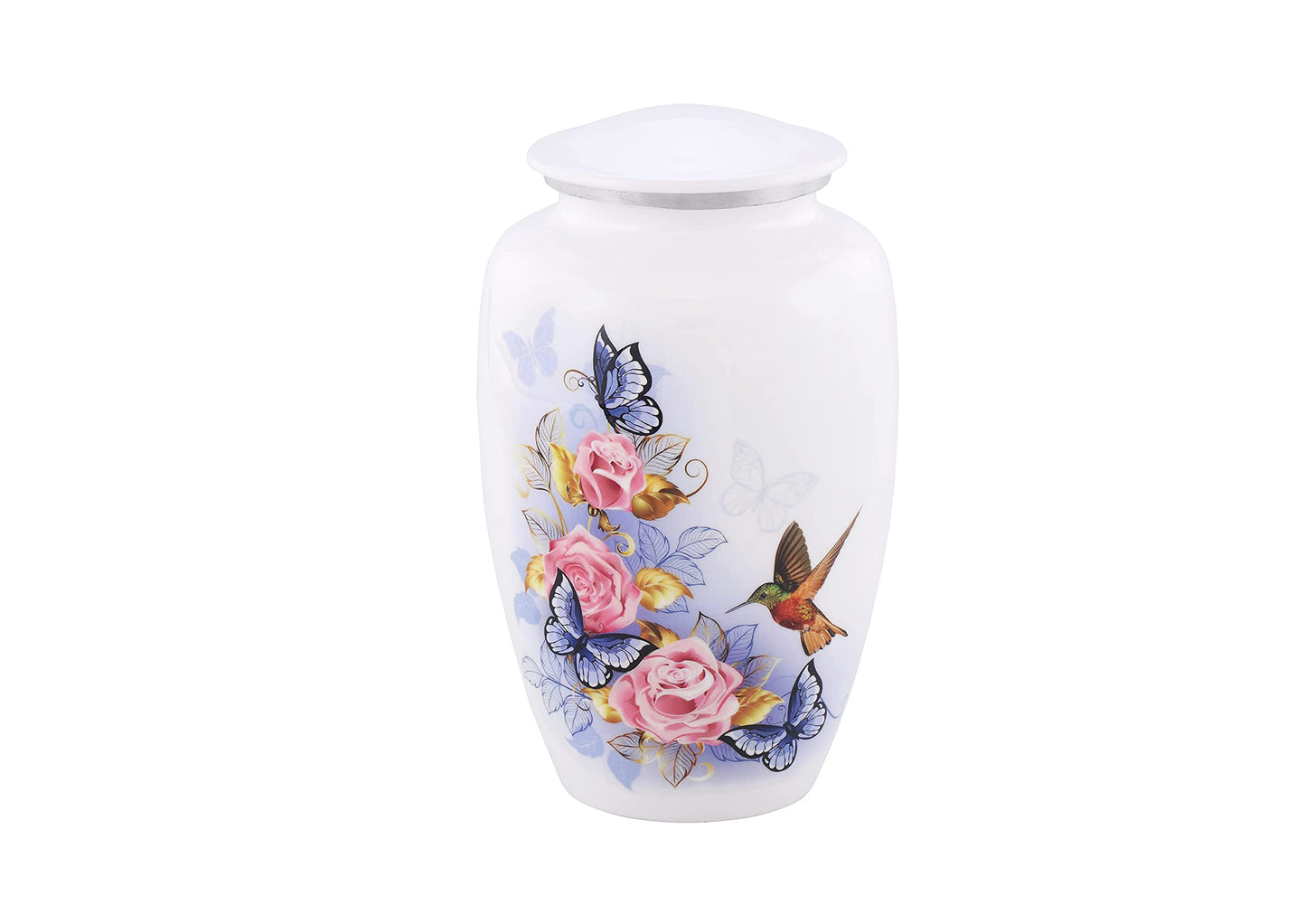 Urns of Dignity Classic Hummingbird Cremation urn for Human Ashes, Adult urn for Funeral, Burial, Home,  Adult Urn 200 Cubic Inches:- with Velvet Bag