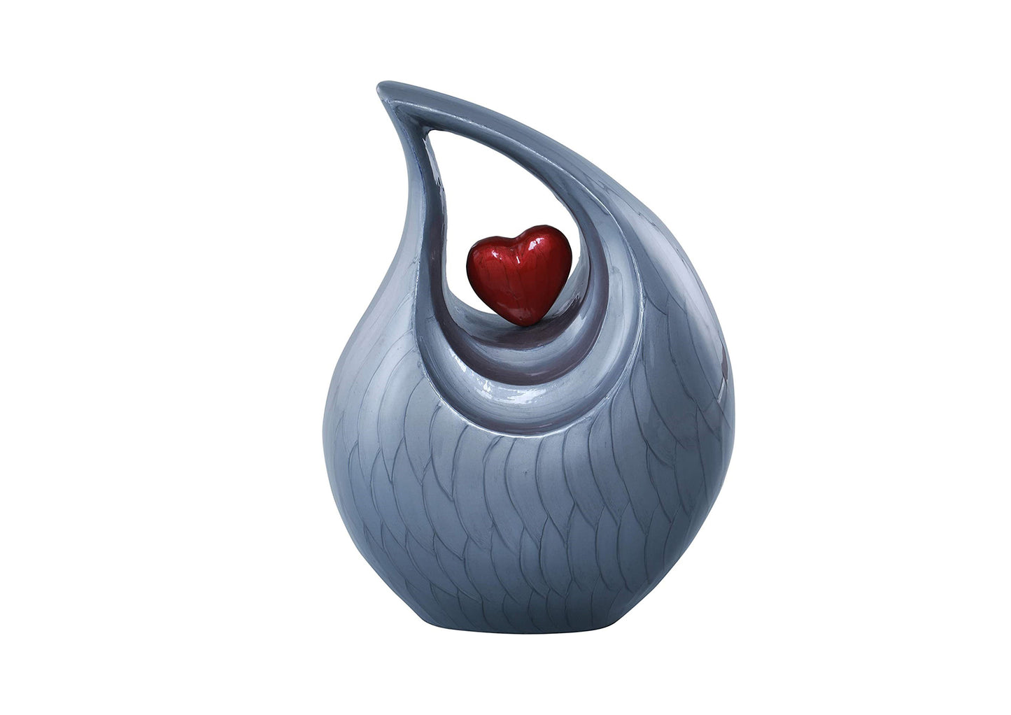 Urns of Dignity Cremation Urn Heart of Love Urn for Human Ashes – Cremation Urn for Funeral, Cremation Urns, Human Adult Urn 220cubic inch- with Velvet Bag.(Grey Red Heart Large)