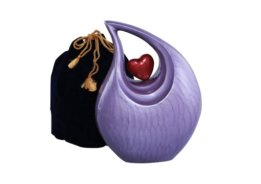 Urns of Dignity Cremation Urn Heart of Love Urn for Human Ashes – Cremation Urn for Funeral, Cremation Urns, Human Adult Urn 220cubic inch- with Velvet Bag. (Purple Red Heart Large)