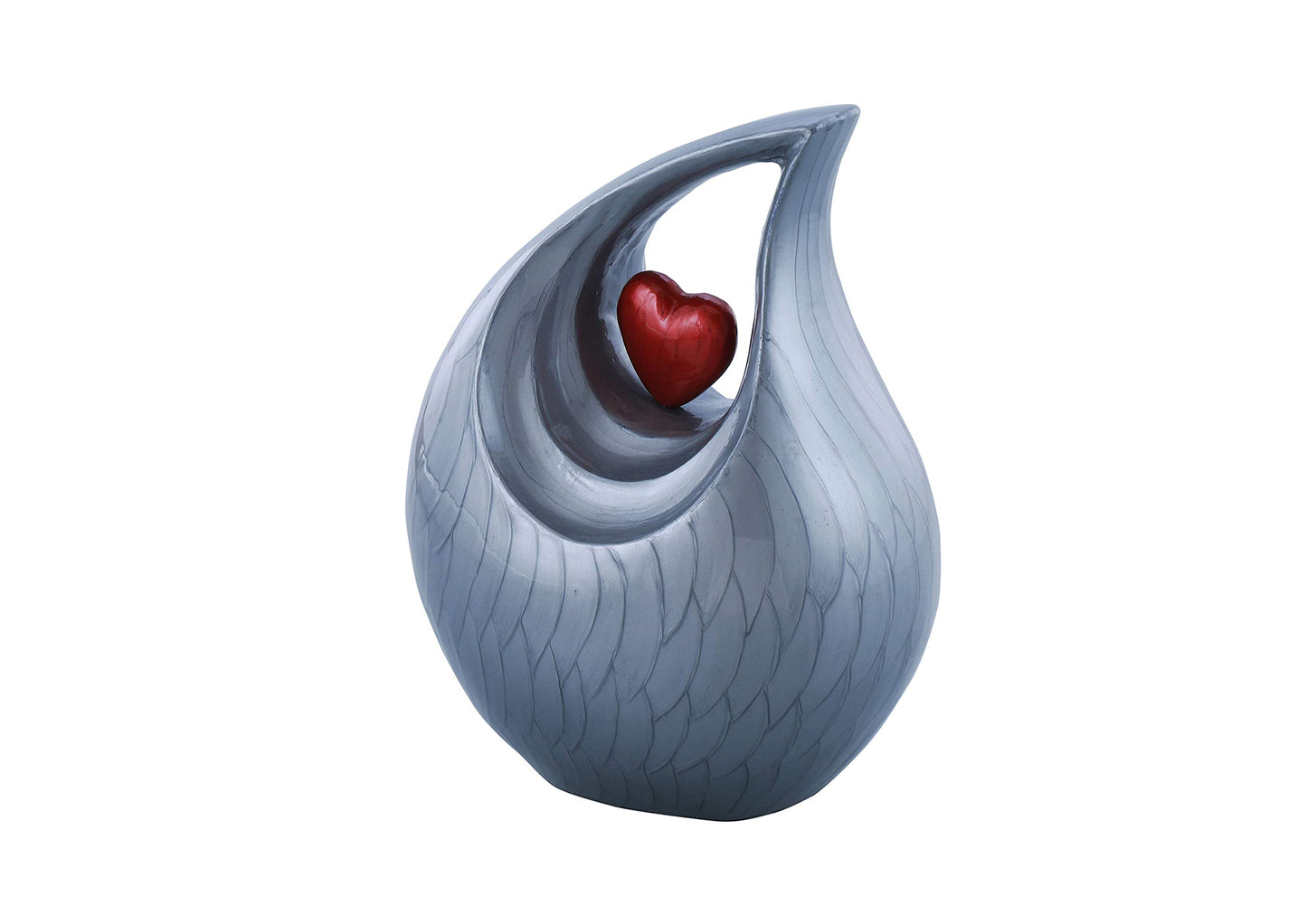 Urns of Dignity Cremation Urn Heart of Love Urn for Human Ashes – Cremation Urn for Funeral, Cremation Urns, Human Adult Urn 220cubic inch- with Velvet Bag.(Grey Red Heart Large)