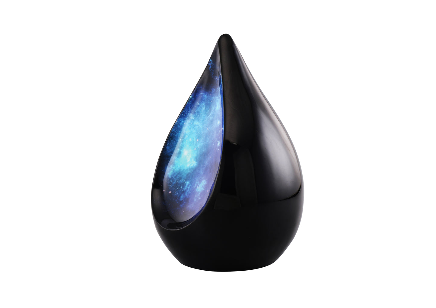 Urns of Dignity Everlasting Teardrop Cremation Urns, Urn for Human Ashes, Funeral, Adult urn 200 Cubic Inches with Velvet Bag-Black-Blue