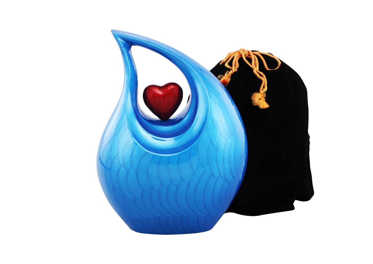 Urns of Dignity Cremation Urn Heart of Love Urn for Human Ashes – Cremation Urn for Funeral, Cremation Urns, Human Adult Urn 220cubic inch- with Velvet Bag.(Blue Red Heart Large)