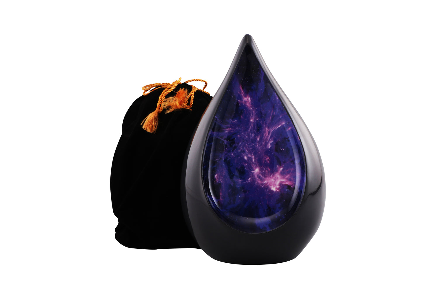 Urns of Dignity Everlasting Teardrop Cremation Urns, Urn for Human Ashes, Funeral, Adult urn 200 Cubic Inches with Velvet Bag-Black Purple.