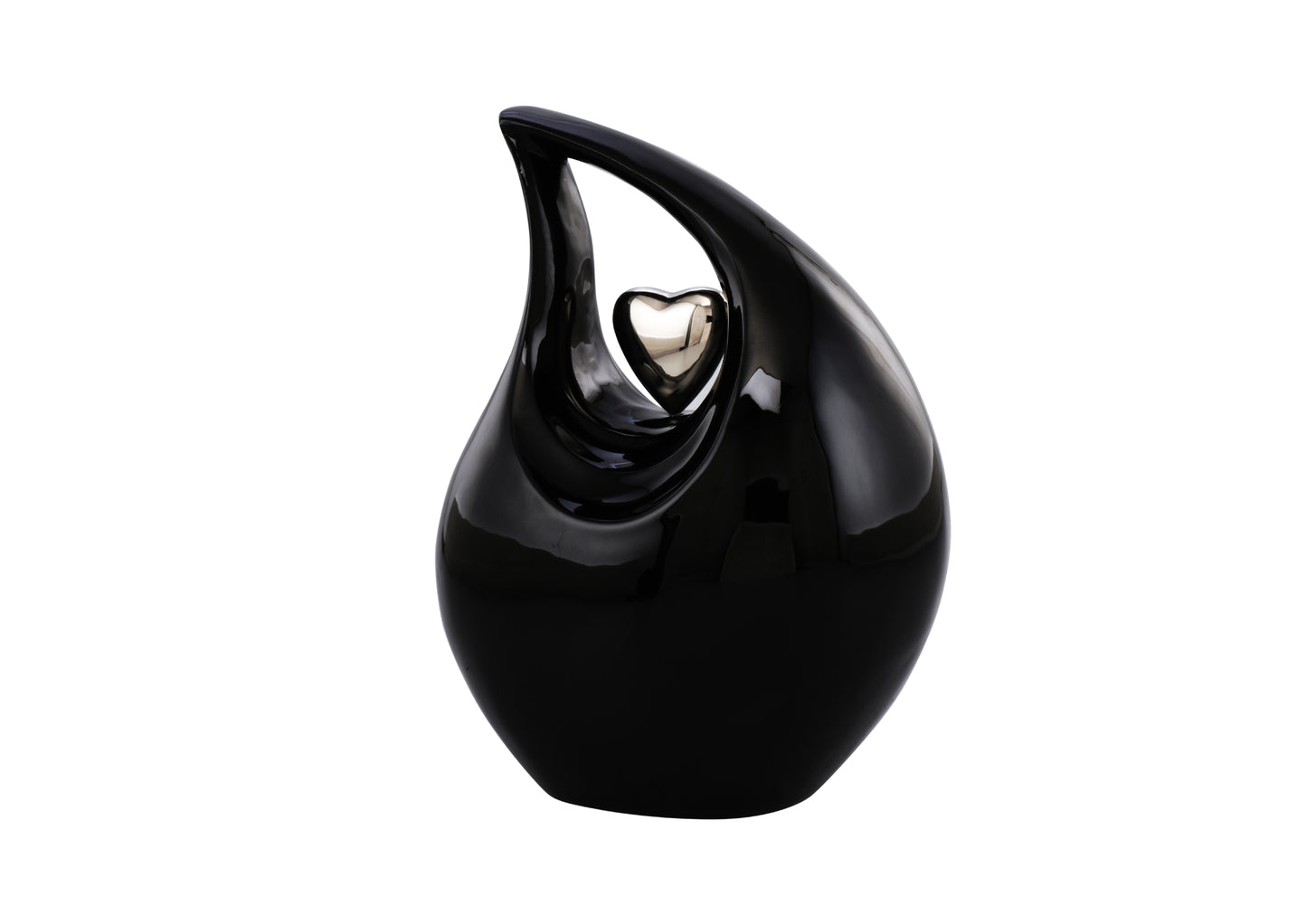 Urns of Dignity Cremation Urn Heart of Love Urn for Human Ashes – Cremation Urn for Funeral, Cremation Urns, Human Adult Urn 220cubic inch- with Velvet Bag.(Black Silver Heart Large)