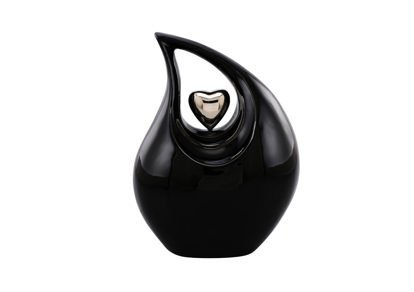 Urns of Dignity Cremation Urn Heart of Love Urn for Human Ashes – Cremation Urn for Funeral, Cremation Urns, Human Adult Urn 220cubic inch- with Velvet Bag.(Black Silver Heart Large)