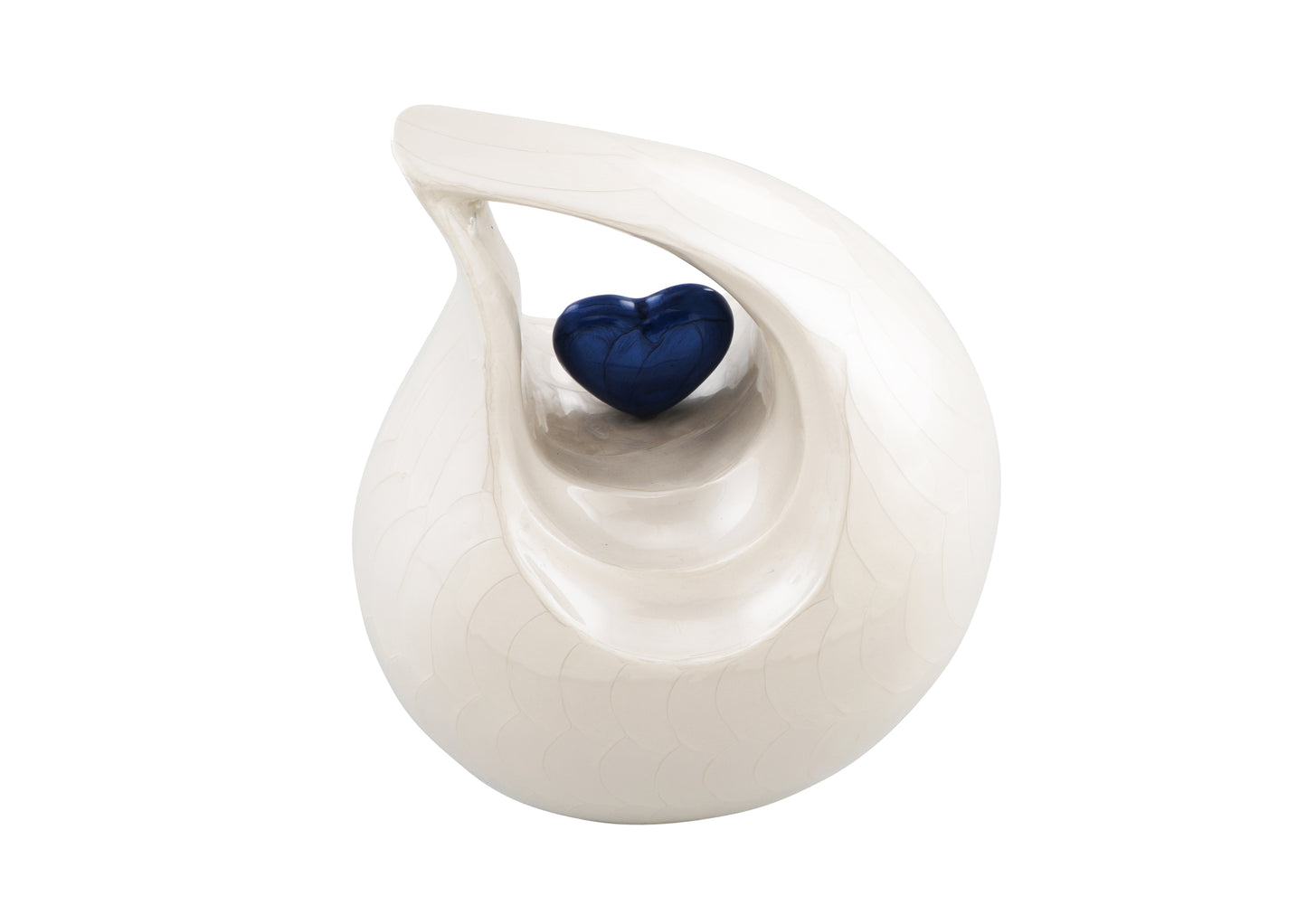 Urns of Dignity Cremation Urn Heart of Love Urn for Human Ashes – Cremation Urn for Funeral, Cremation Urns, Human Adult Urn 220cubic inch- with Velvet Bag.(White Blue Heart Large)