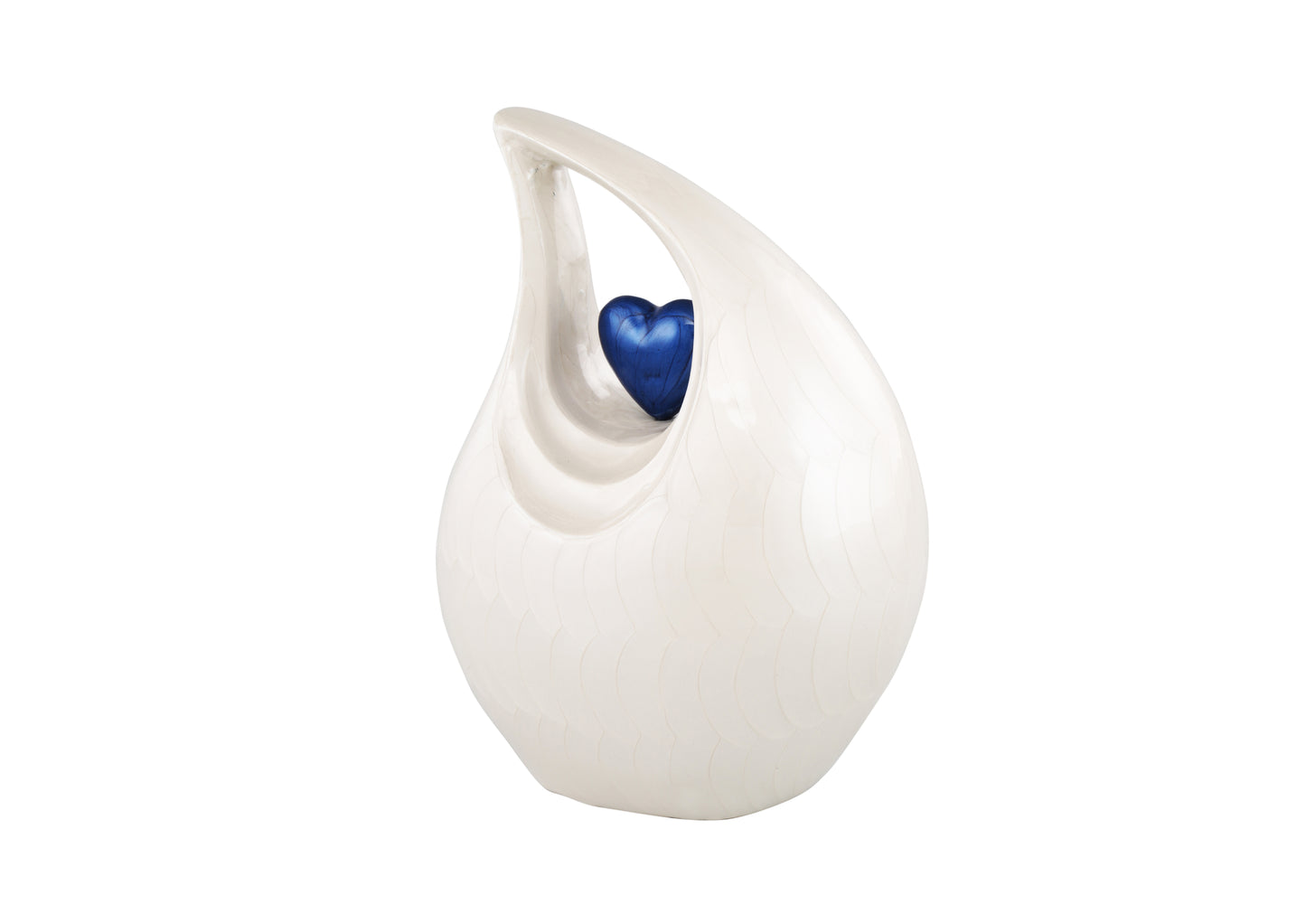 Urns of Dignity Cremation Urn Heart of Love Urn for Human Ashes – Cremation Urn for Funeral, Cremation Urns, Human Adult Urn 220cubic inch- with Velvet Bag.(White Blue Heart Large)