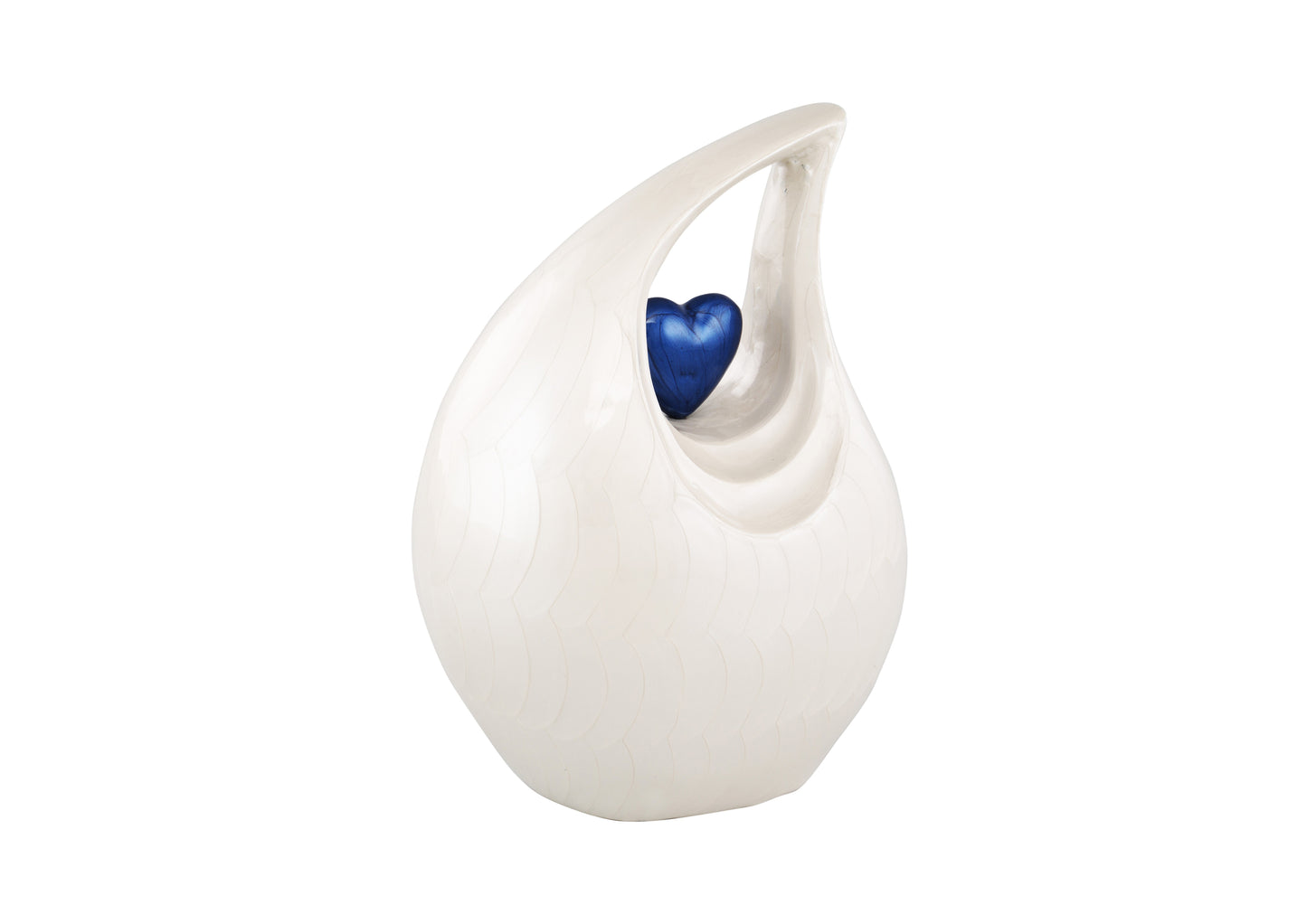 Urns of Dignity Cremation Urn Heart of Love Urn for Human Ashes – Cremation Urn for Funeral, Cremation Urns, Human Adult Urn 220cubic inch- with Velvet Bag.(White Blue Heart Large)