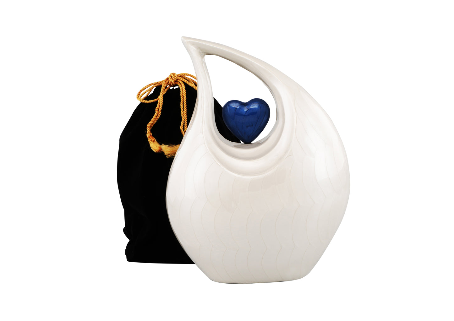 Urns of Dignity Cremation Urn Heart of Love Urn for Human Ashes – Cremation Urn for Funeral, Cremation Urns, Human Adult Urn 220cubic inch- with Velvet Bag.(White Blue Heart Large)