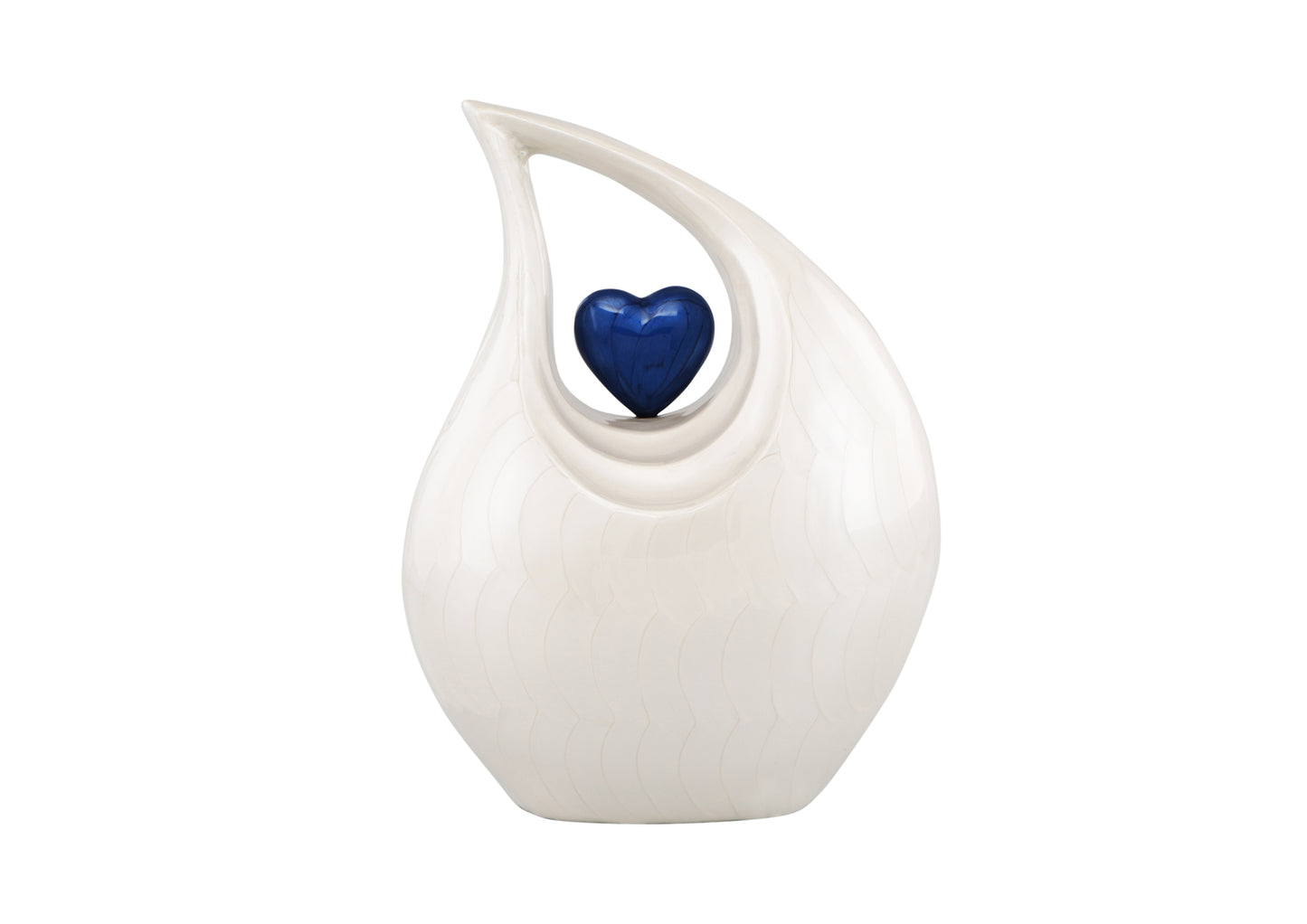 Urns of Dignity Cremation Urn Heart of Love Urn for Human Ashes – Cremation Urn for Funeral, Cremation Urns, Human Adult Urn 220cubic inch- with Velvet Bag.(White Blue Heart Large)