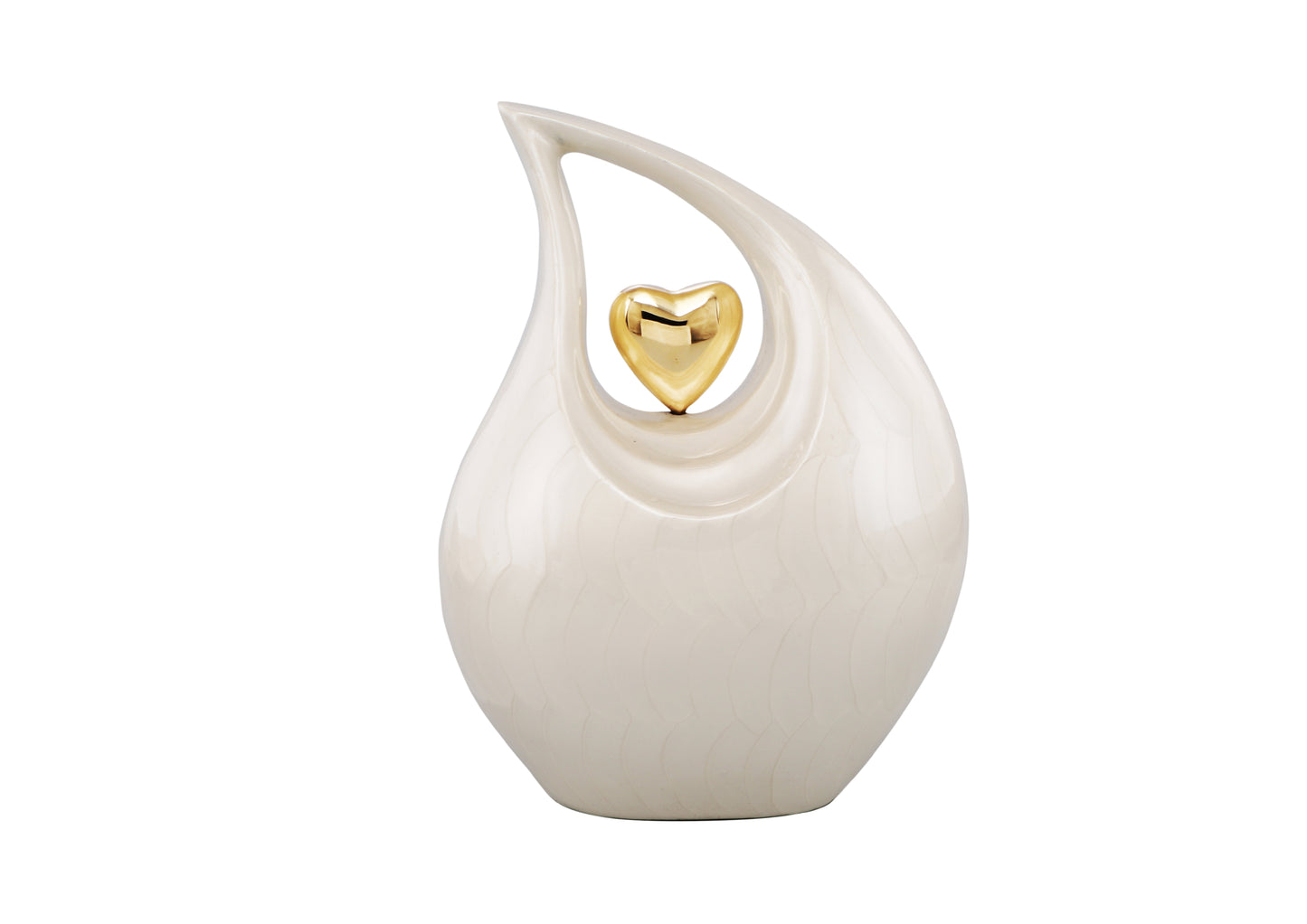 Urns of Dignity Cremation Urn Heart of Love Urn for Human Ashes – Cremation Urn for Funeral, Cremation Urns, Human Adult Urn 220cubic inch- with Velvet Bag.(White Gold Heart Large)